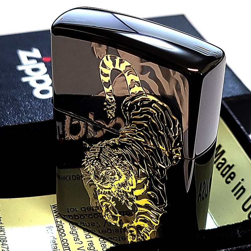 ZIPPO（ジッポー） ライター 虎 細密レーザー彫刻＆金差し 和柄