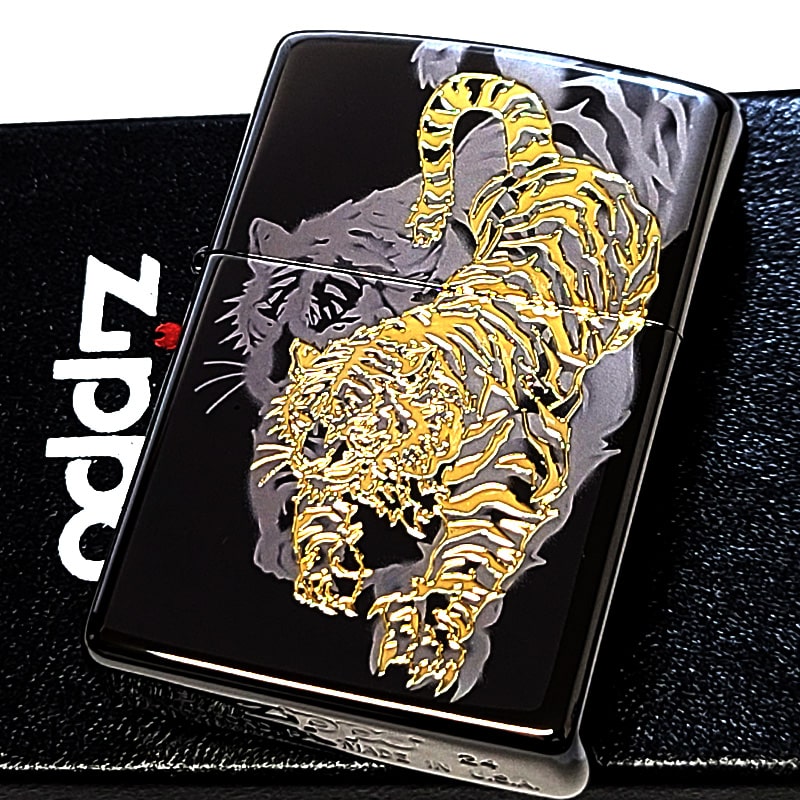 ZIPPO 虎柄　未使用 ZIPPO（ジッポー） ライター 虎 細密レーザー彫刻＆金差し 和柄