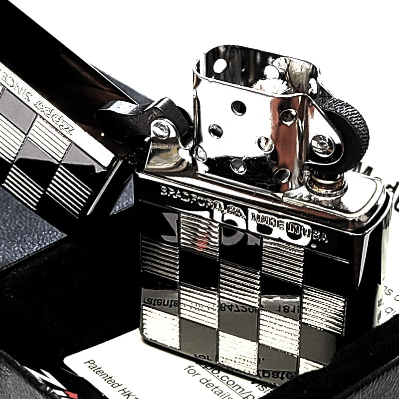 ZIPPO（ジッポー） ライター おしゃれ チェック柄 ブラック＆シルバー 
