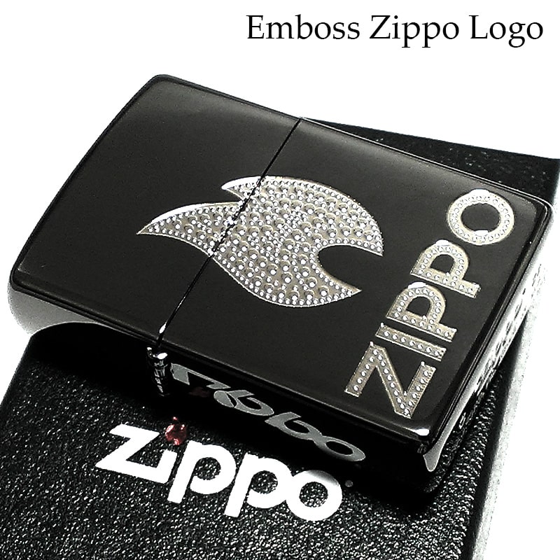 ZIPPO ライター ロゴ ジッポ ブラックニッケル エッチング彫刻