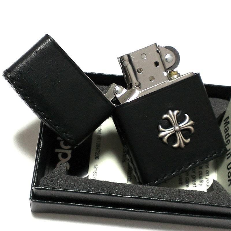 ZIPPO（ジッポー） ライター 本牛革巻き ブラック Leather Cross