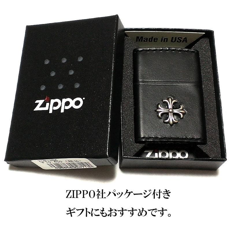 ZIPPO（ジッポー） ライター 本牛革巻き ブラック Leather Cross
