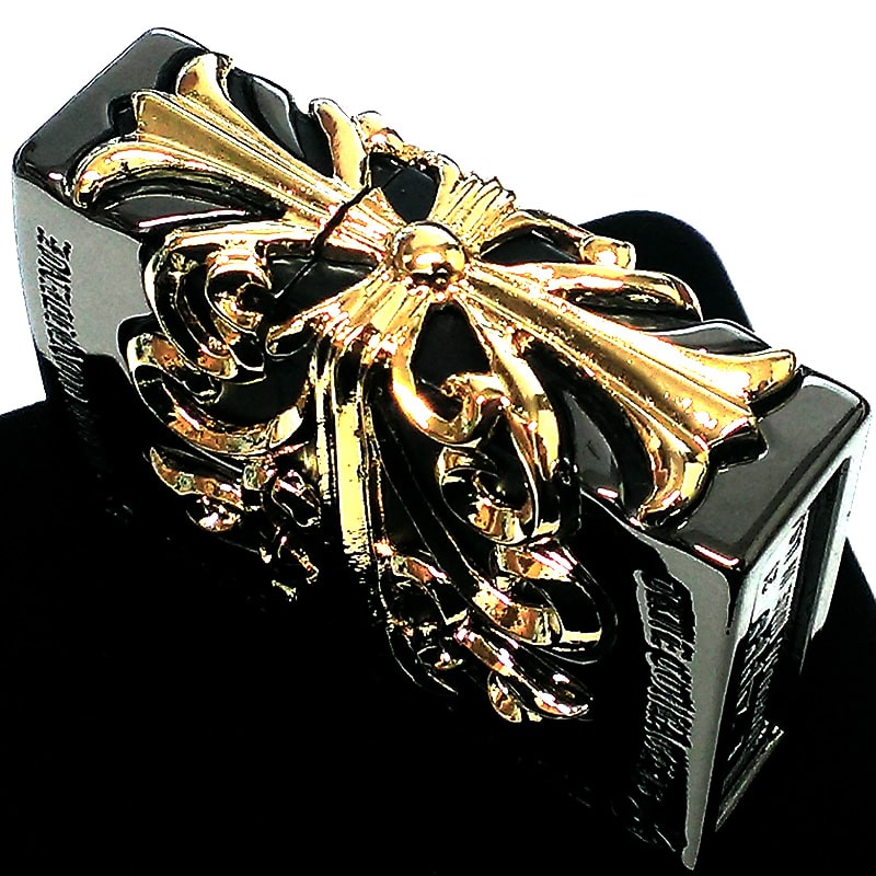 新品 両面クロス 立体メタルZippo 特注モデル 全面加工 ZIPPO ライター メタルジャケット 超重厚 ブラックニッケル