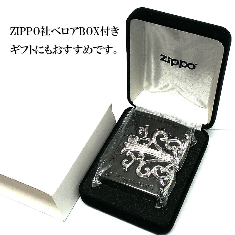 ZIPPO ライター メタルジャケット 超重厚 ブラックニッケル クロス ゴールド 黒銀 シルバー 大型3面メタル ジッポ 5面加工 彫刻デザイン