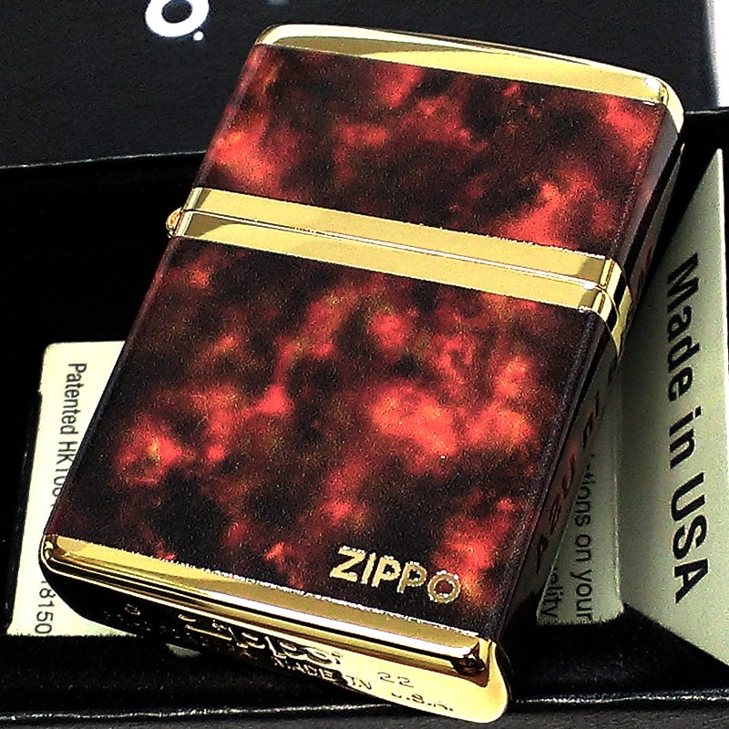 ZIPPO（ジッポー） ジッポ ライター マーブル ロゴ ゴールド ブラウン 