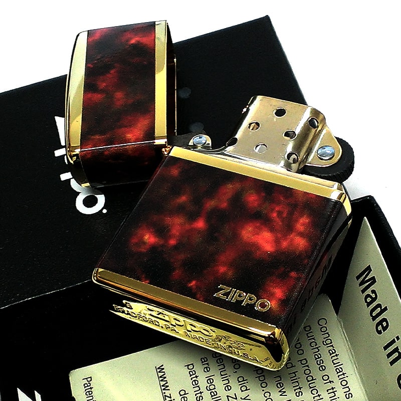 ZIPPO（ジッポー） ジッポ ライター マーブル ロゴ ゴールド ブラウン 