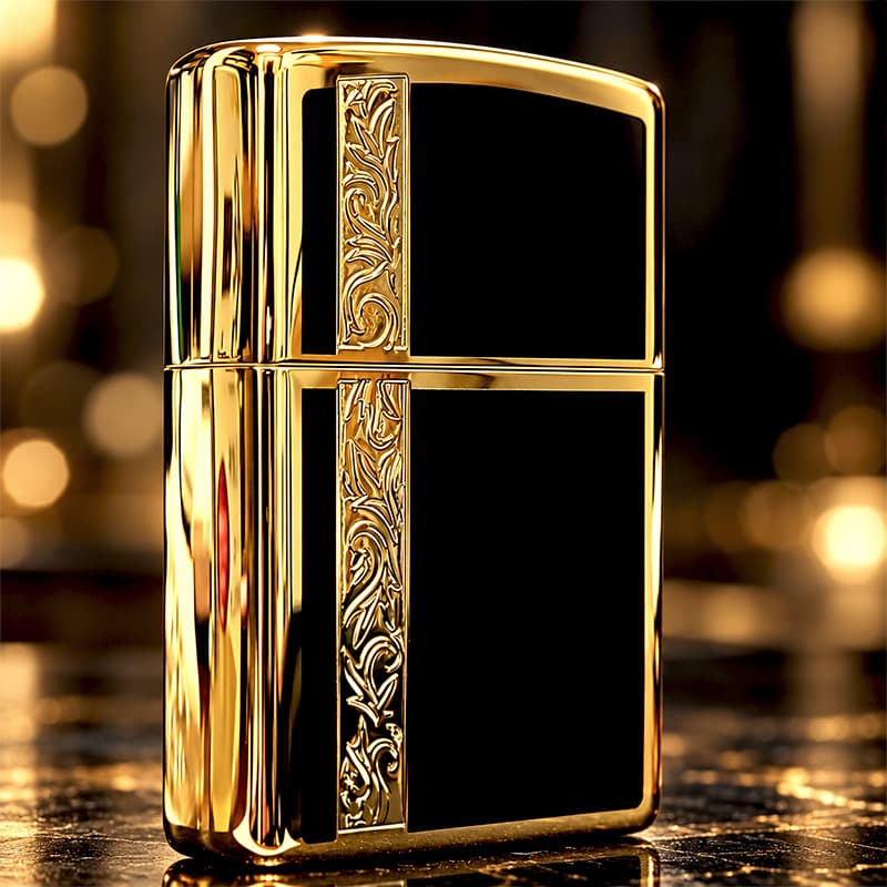 ZIPPO（ジッポー） ライター シンプル アラベスク ライン入り ロゴ 金
