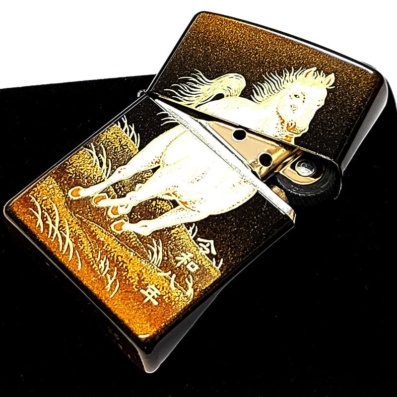 ZIPPO（ジッポー） ライター 和柄 本金蒔絵 干支 午 金タンク ジッポ