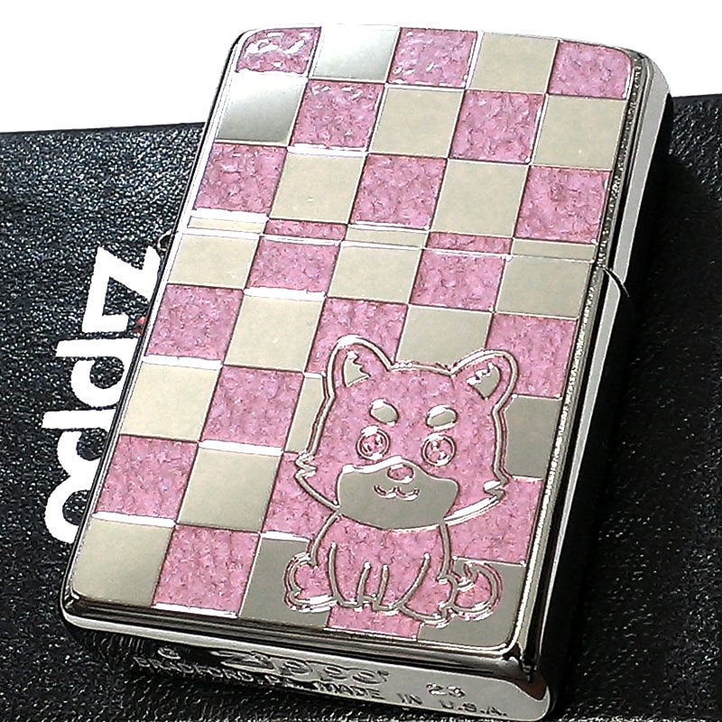 ZIPPO ライター ドッグ かわいい 裏面旧書体 ロゴ ジッポ ピンク