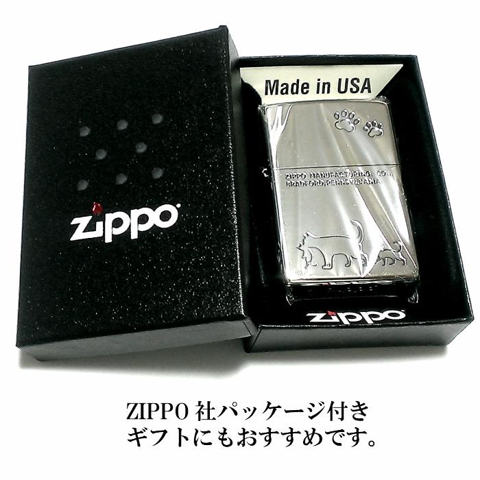 ZIPPO（ジッポー） ライター 猫 ジッポ ニッケルメッキ いぶし
