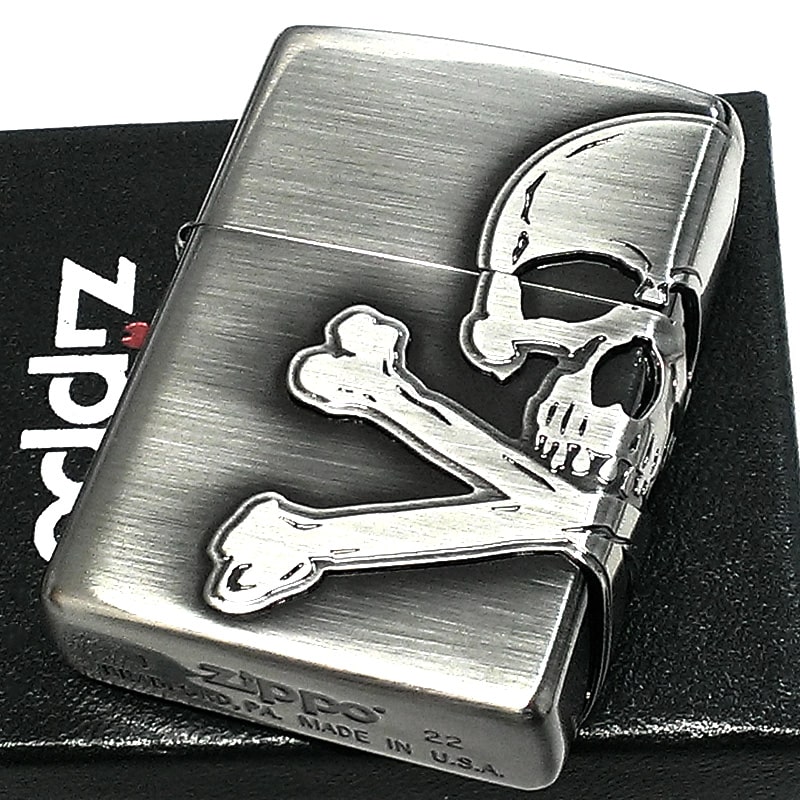 ZIPPO スカル3面メタル アンティークシルバー ジッポ ライター