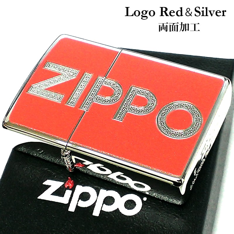 【60％OFF】 ジッポ ロゴデザイン ZIPPO ライター 赤銀 レッド＆シルバー その他