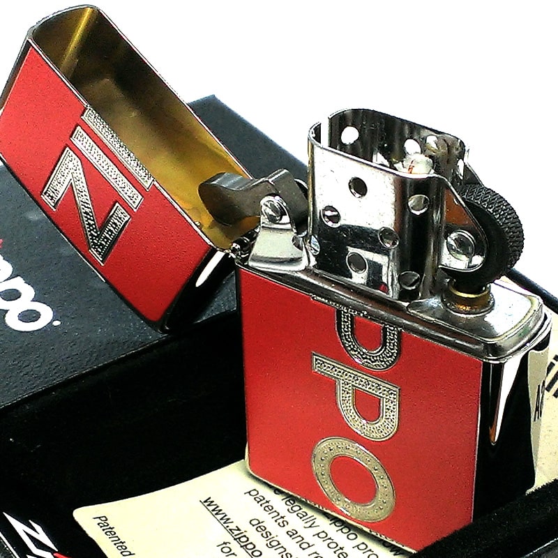 ZIPPO ロゴデザイン ジッポ ライター レッド＆シルバー 赤銀