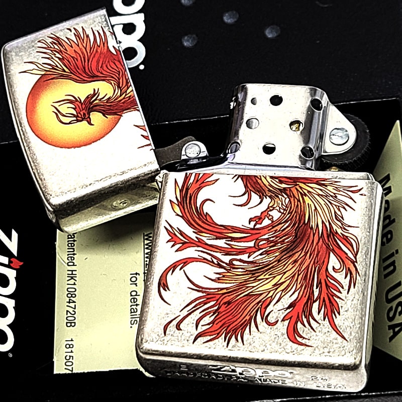 ZIPPO ライター 鳳凰 ジッポ 和柄 アンティークシルバー 銀