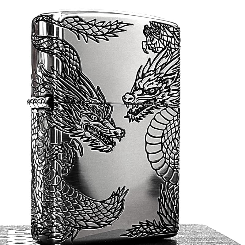 ZIPPO（ジッポー） 和柄 三面加工 双龍 ジッポ ライター ツイン