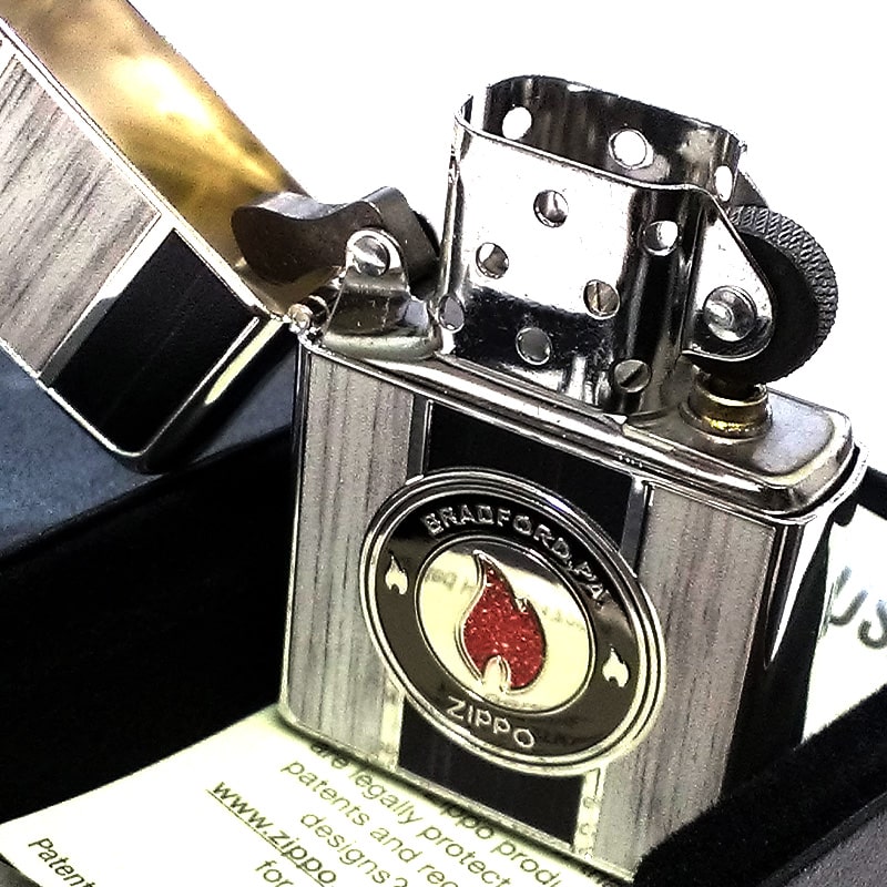 ZIPPO 炎 フレーム ロゴ ジッポ ライター 木目調 ファイヤー