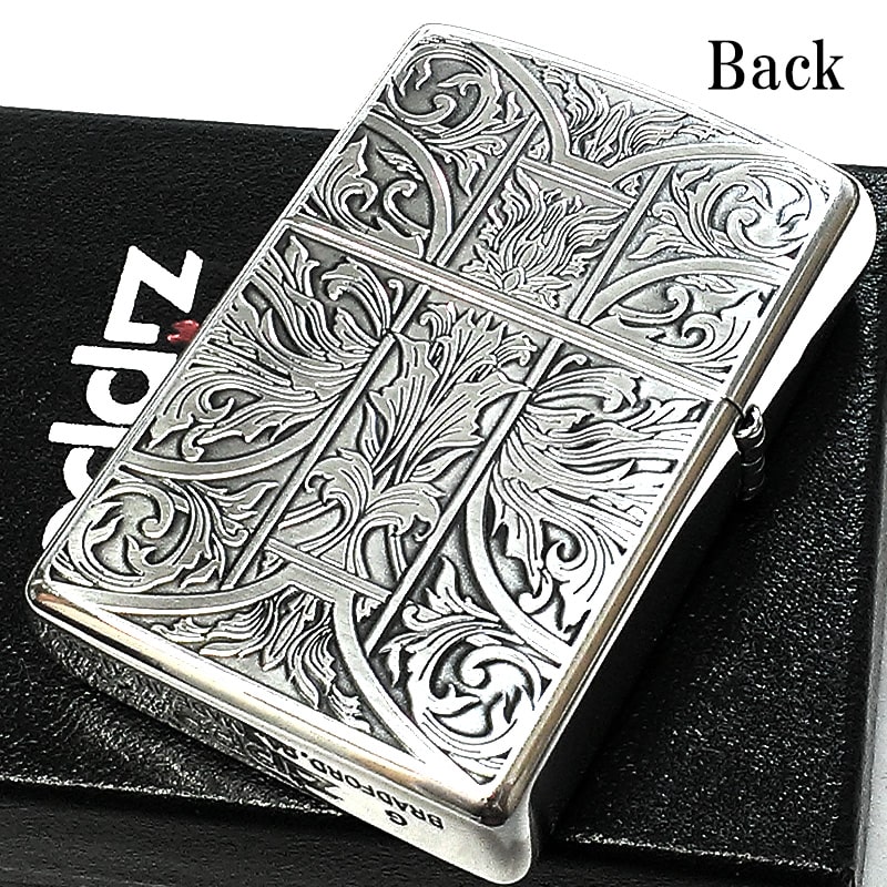 アンティークZIPPO ライター 紋章デザイン 西欧風のライオン紋章と炎を、全5面にデザインした重厚なジッポ