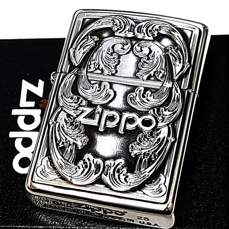 ZIPPO（ジッポー） ライター Wメタル アラベスク ジッポ ロゴ 彫刻 銀