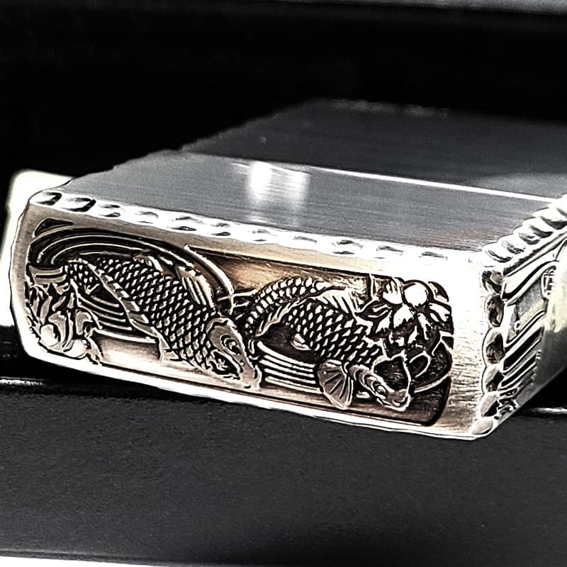 ZIPPO（ジッポー） アーマー 限定 3面彫刻 昇鯉 アンティークシルバー