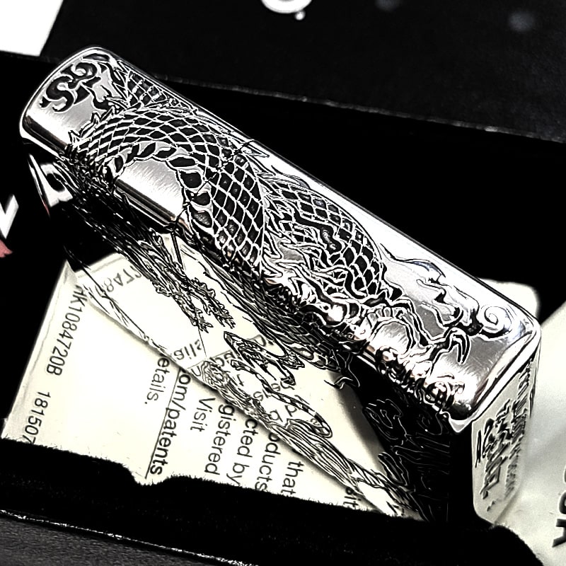 ZIPPO（ジッポー） ライター 龍虎 三面連続加工 アンティークシルバー