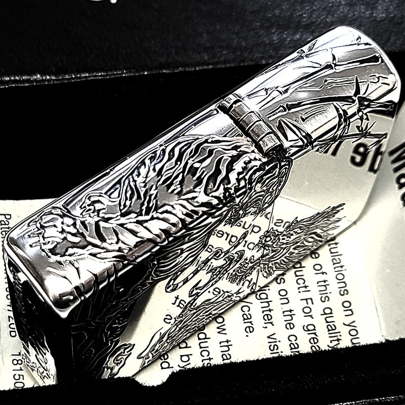 ZIPPO（ジッポー） ライター 龍虎 三面連続加工 アンティークシルバー