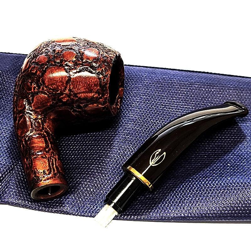 イタリア製パイプタバコケース パイプ SAVINELLI アリゲーター 677 おしゃれ ブラウン イタリア製