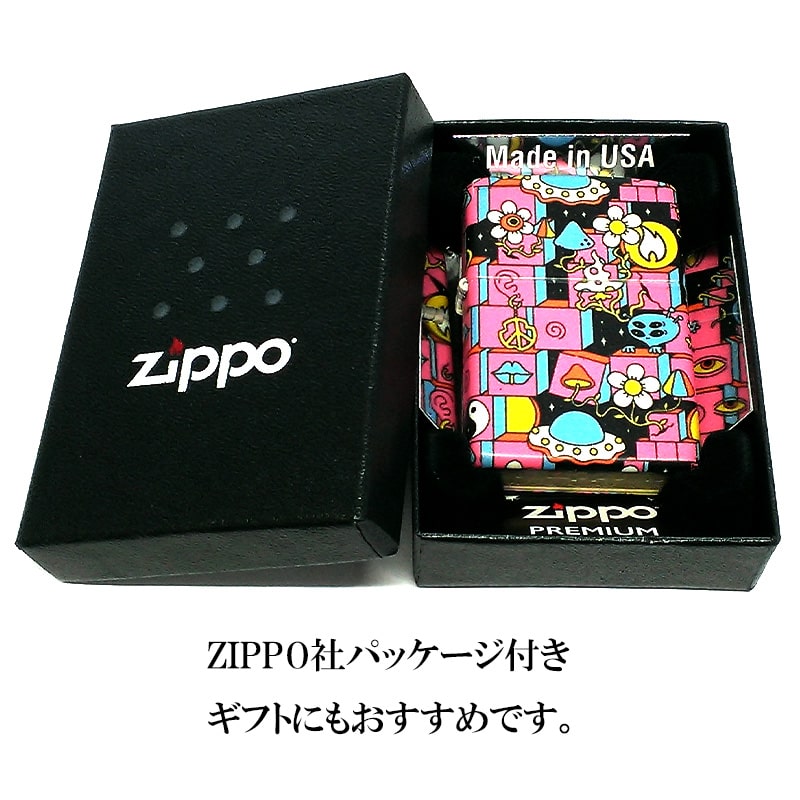ZIPPO カラフル ジッポライター おしゃれ 5面加工 蓄光 Abstract Design 光る ピンク ポップ かわいい プレゼント ギフト