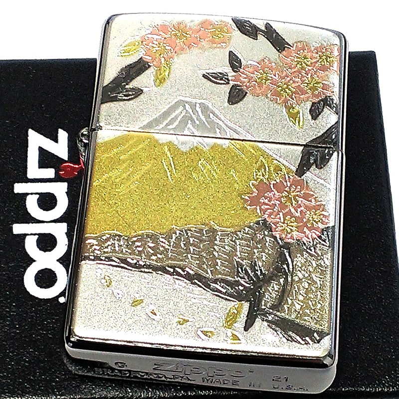 ZIPPO（ジッポー） ジッポ 和柄 富士桜 ライター シルバー 富士山 日本