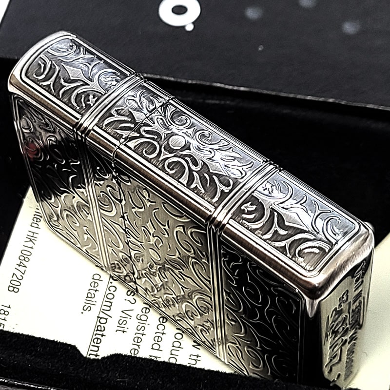 アラベスク彫刻 カスタム装飾モデル 観賞用 木製グリップ ZIPPO（ジッポー） ライター アラベスク ジッポ シルバー 4面精密彫刻