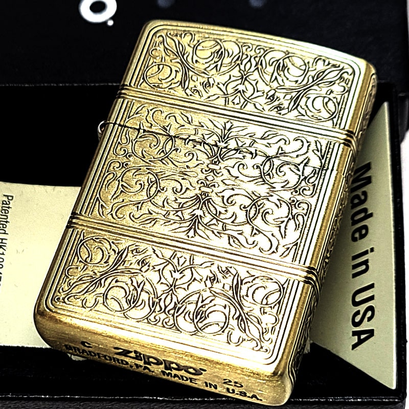 ZIPPO（ジッポー） ライター 4面精密彫刻 アラベスク ゴールド ジッポ