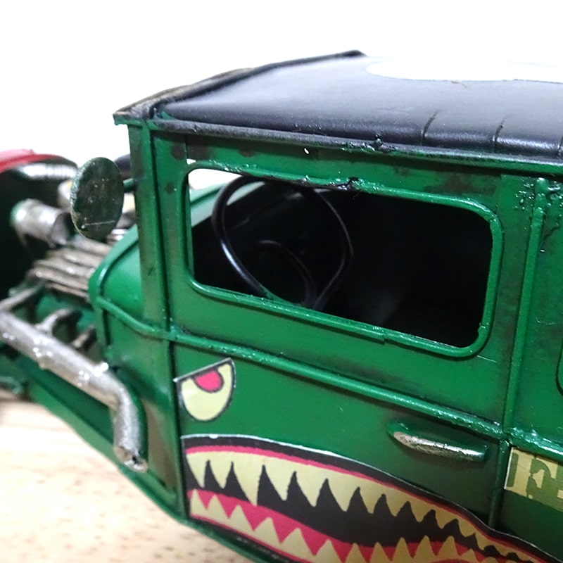 送料込み　ビンテージ スポーツカー GREEN HOT ROD　アンティーク風 アメリカン レトロ ビンテージカー スポーツカー オブジェ GREEN HOT