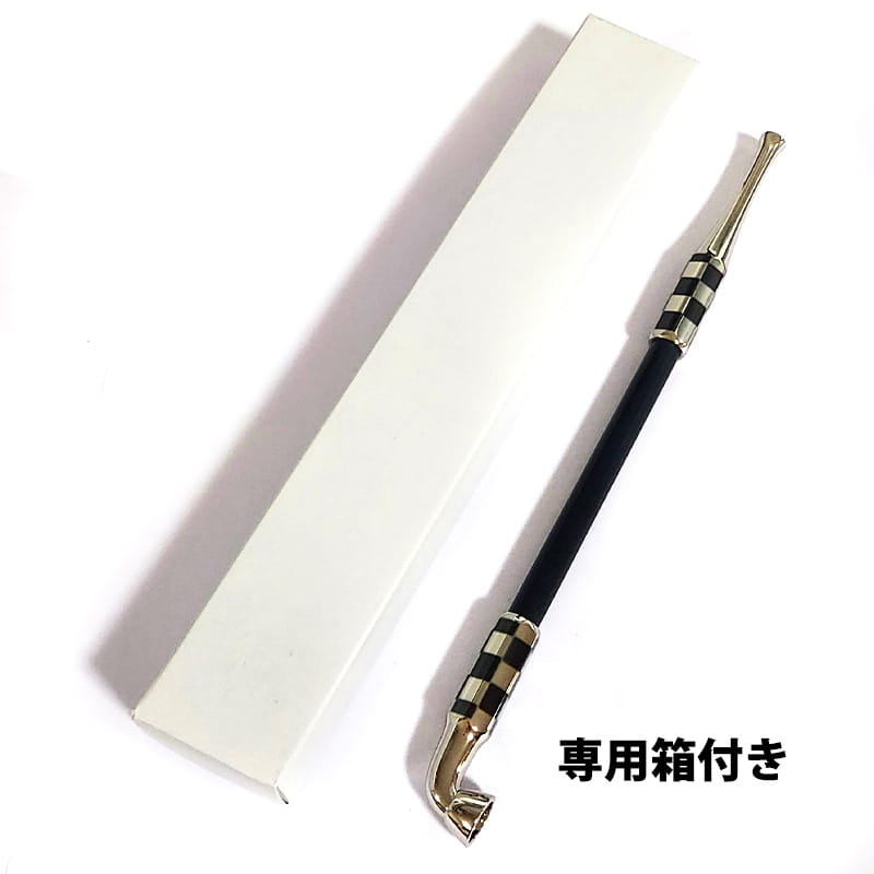 煙管 浅草煙管市松銀色 きせる 喫煙具 TSUGE キセル 金 天然木 ツゲ