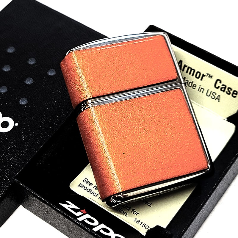 ZIPPO（ジッポー） ライター アーマー 牛革 キャメル ジッポ 本革 3面