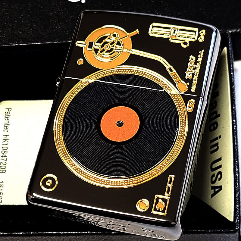 ジィポー　レトロライター未使用 ZIPPO（ジッポー） レコード レトロ おしゃれ ブラックニッケル