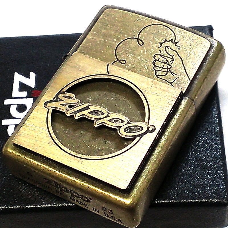 ZIPPO コインホルダー ジッポ ライター ギミック コイントス クロームユーズド 500円 メタル貼り アンティークゴールド 真鍮 古美加工