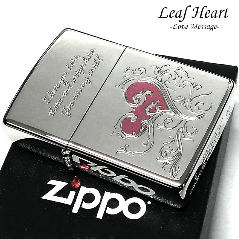 ZIPPO ライター リーフハート 可愛い ジッポ シルバー ピンク