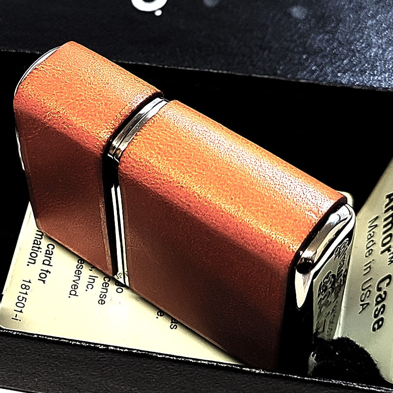 ZIPPO（ジッポー） ライター アーマー 牛革 キャメル ジッポ 本革 3面