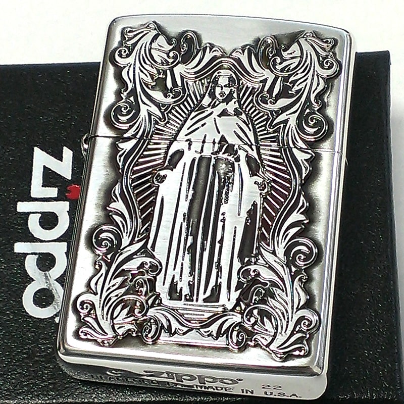 ZIPPO ディープエッチングアラベスクマリア 銀 ジッポ ライター 逆