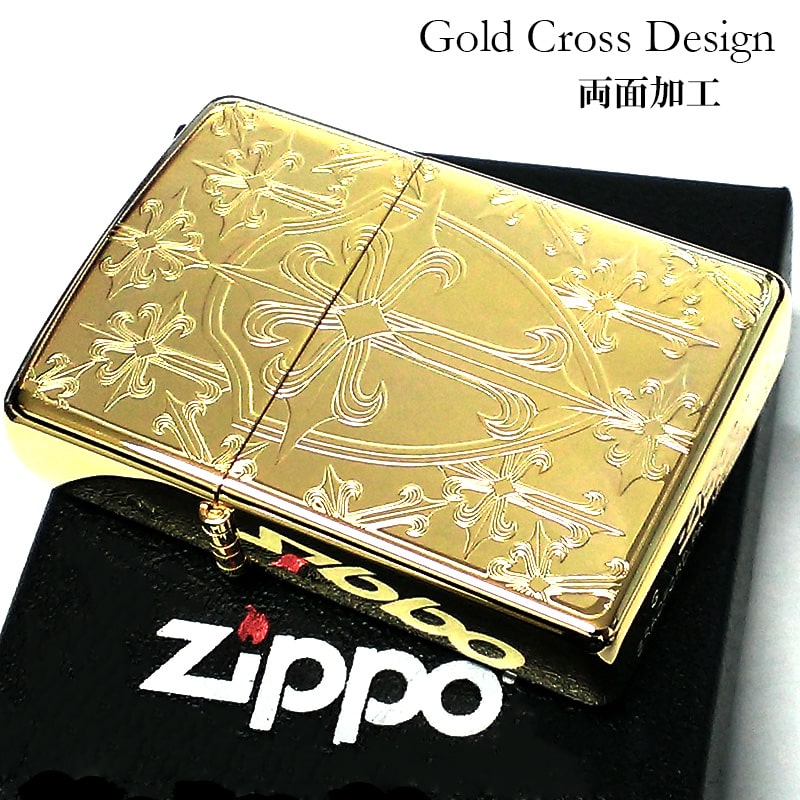 ZIPPO クロス ジッポライター ゴールド 鏡面仕上げ 十字架 かっこいい 