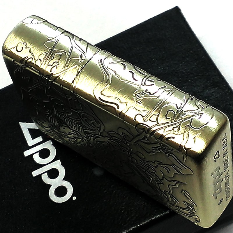 ZIPPO 風神雷神 ジッポ ライター 4面連続彫刻 アンティーク