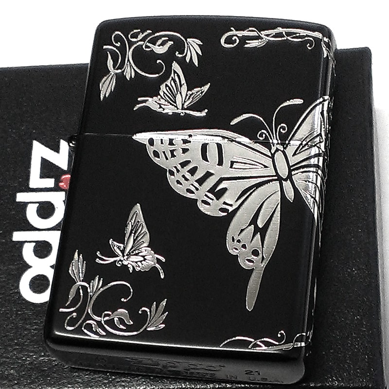 ZIPPO ライター 蝶 バタフライ ジッポー かわいい 和柄 マット 