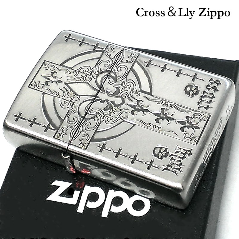 ZIPPO ライター レギュラークロス ユリ シルバー ジッポ