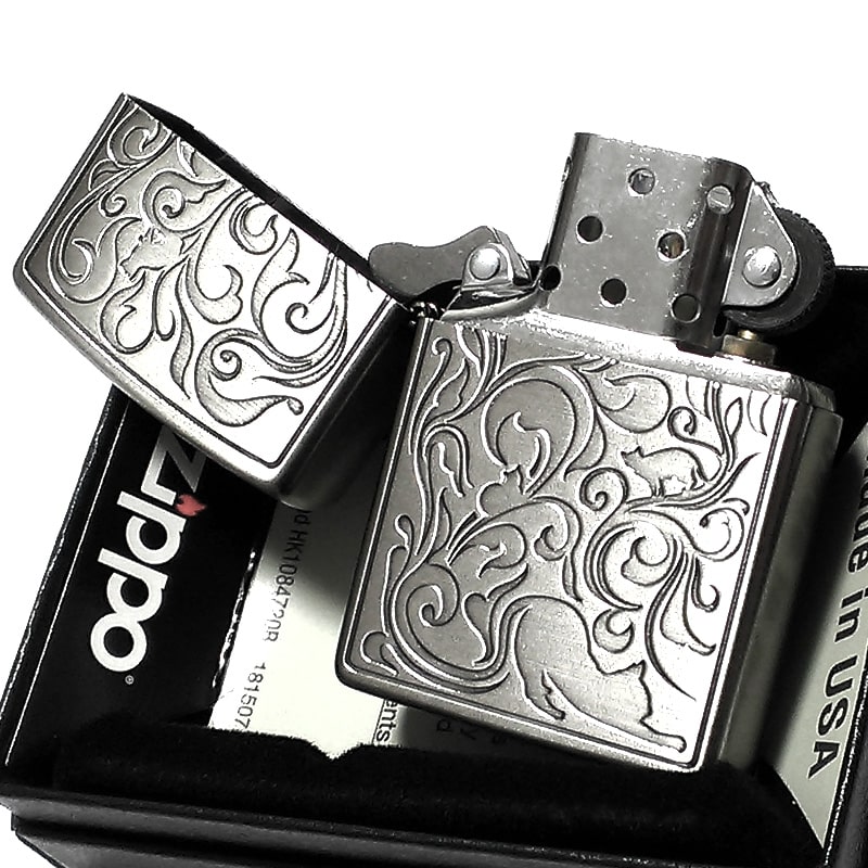 ZIPPO（ジッポー） ライター 可愛い ねこ アラベスク 彫刻 キャット 