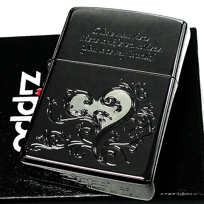 ZIPPO（ジッポー） ライター リーフハート 可愛い ジッポ ブラック