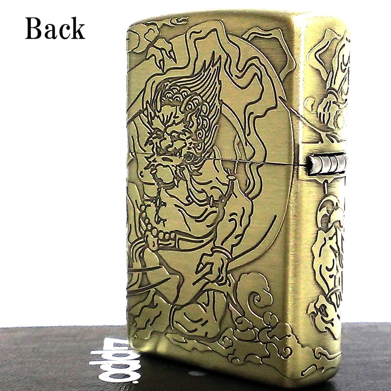 ZIPPO 風神雷神 ジッポ ライター 4面連続彫刻 アンティーク