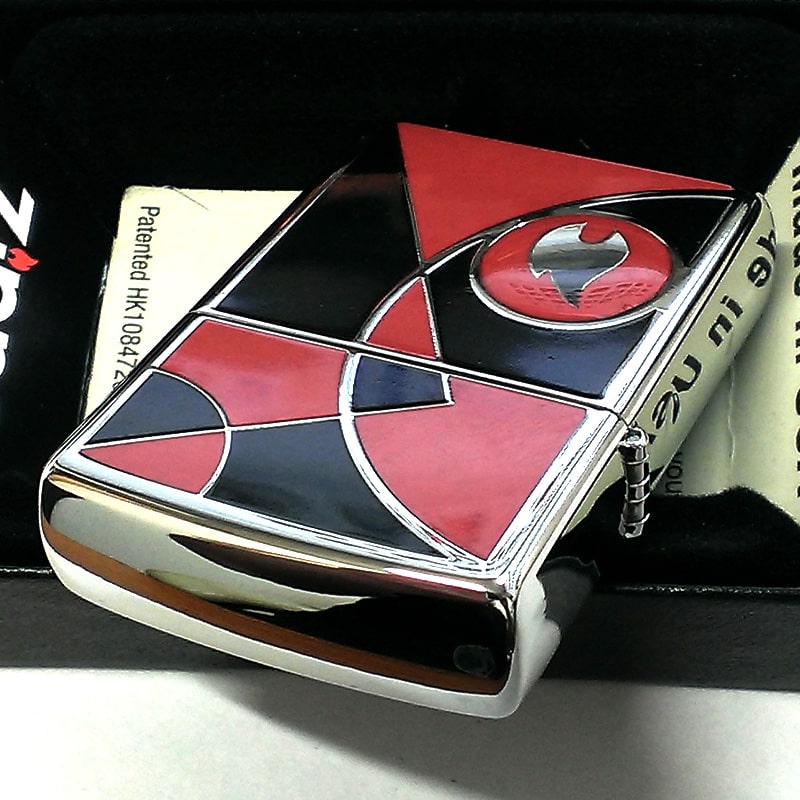 ZIPPO ライター モザイクアート ジッポ 黒 炎 おしゃれ レッド メンズ エポ盛り加工 ブラック かっこいい ギフト プレゼント