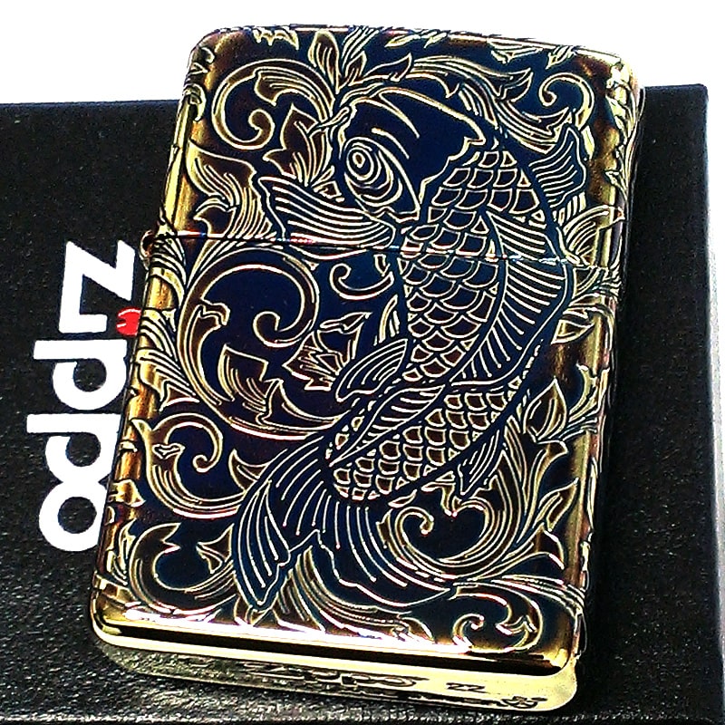 ZIPPO アーマー 昇鯉 アラベスク ジッポ ライター ゴールド 5面彫刻 