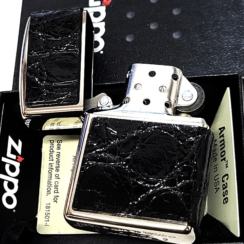 ZIPPO（ジッポー） ライター アーマー 本クロコダイル革 3面連続加工