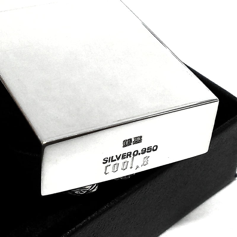 スターリングシルバー950 オイルライター スリム 一点物 ドラゴン 純銀