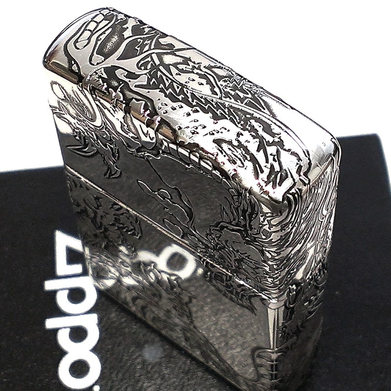 ZIPPO ライター 五面龍虎 かっこいい エッチング 彫刻 ジッポ お守り